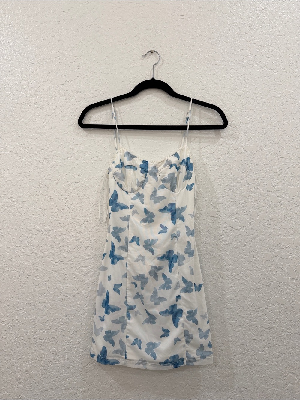 Princess Polly White Mini Dress with Blue Butterfly Print